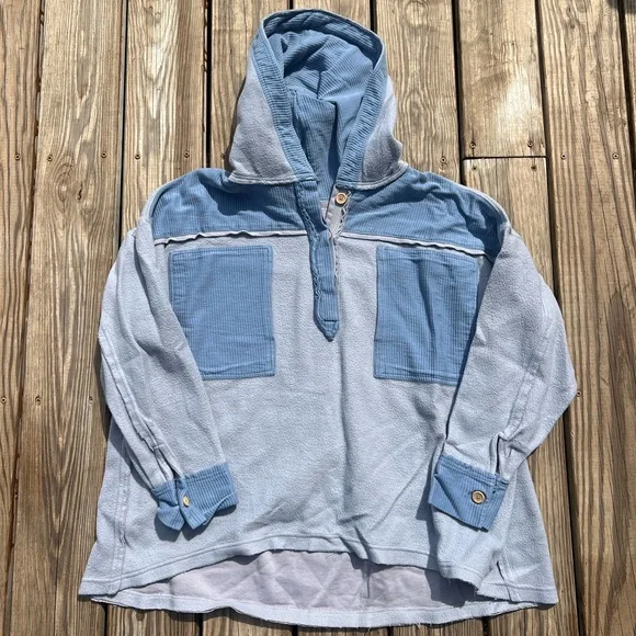 free people | oversized corie sweatshirt | size medium baby blue sweatshirt - Picture 4 of 9
